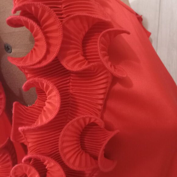 JODIFL-WOMENS RED SILK STATEMENT RUFFLE SLEEVE TOP SIZE NWT-SIZE 1X - Picture 7 of 7